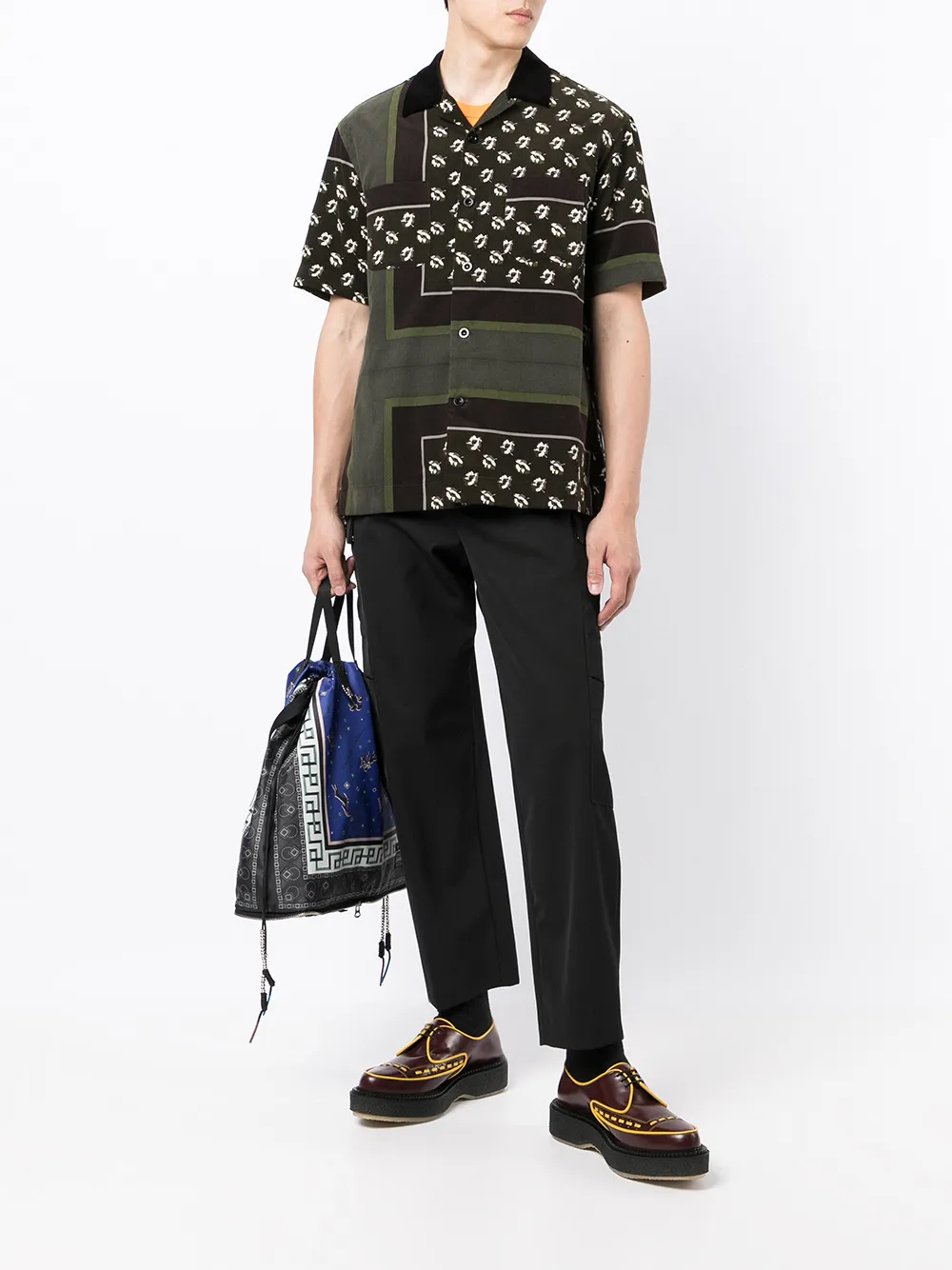 фото Sacai рубашка с короткими рукавами и графичным принтом