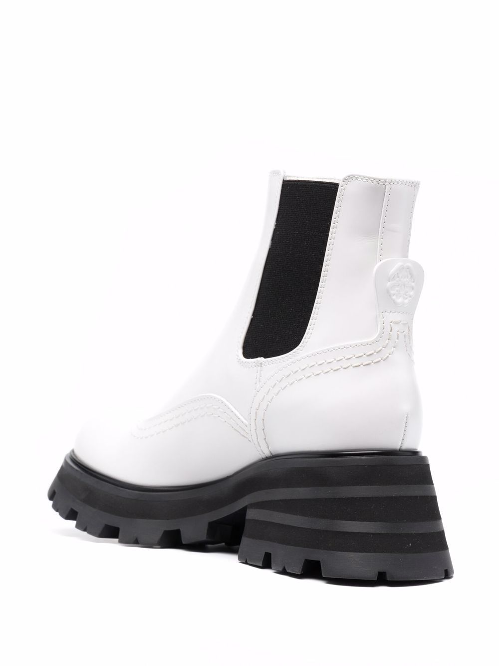 Shop Alexander Mcqueen Wander Ridged-sole Leather Boots In White