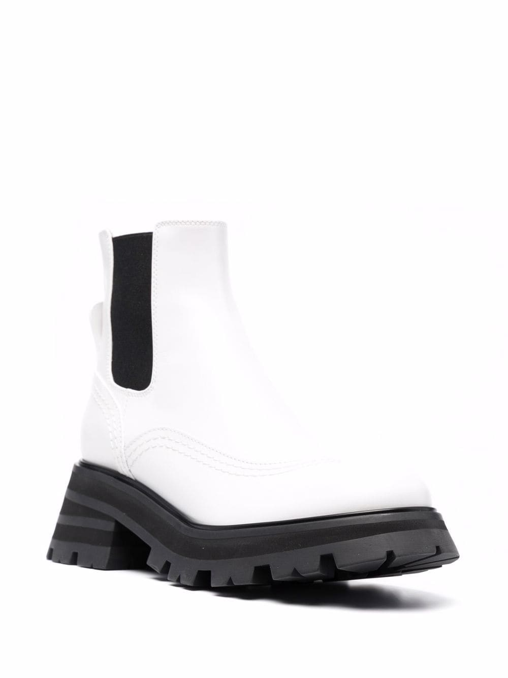 Shop Alexander Mcqueen Wander Ridged-sole Leather Boots In White