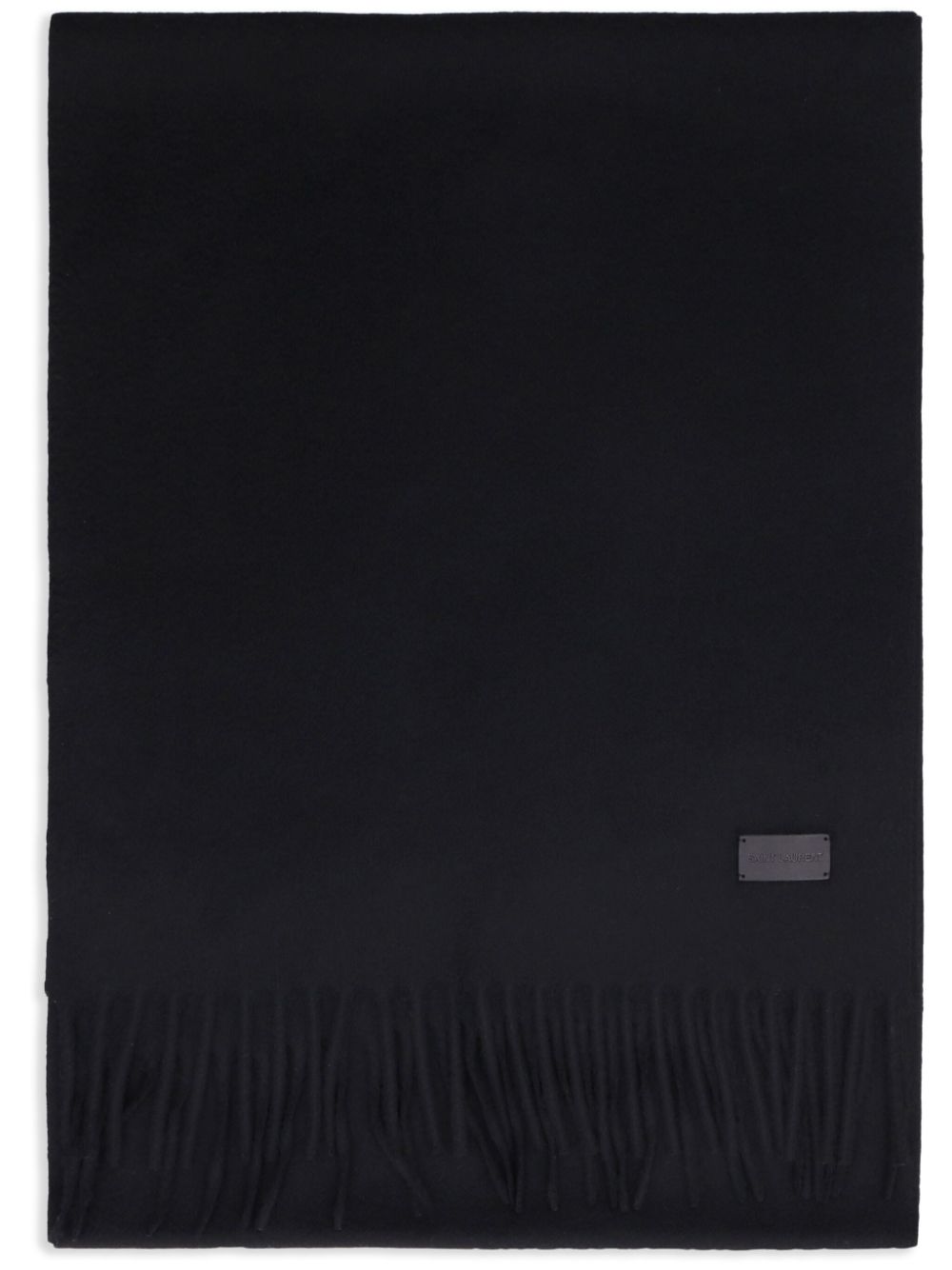 Saint Laurent logo-patch cashmere scarf - Black