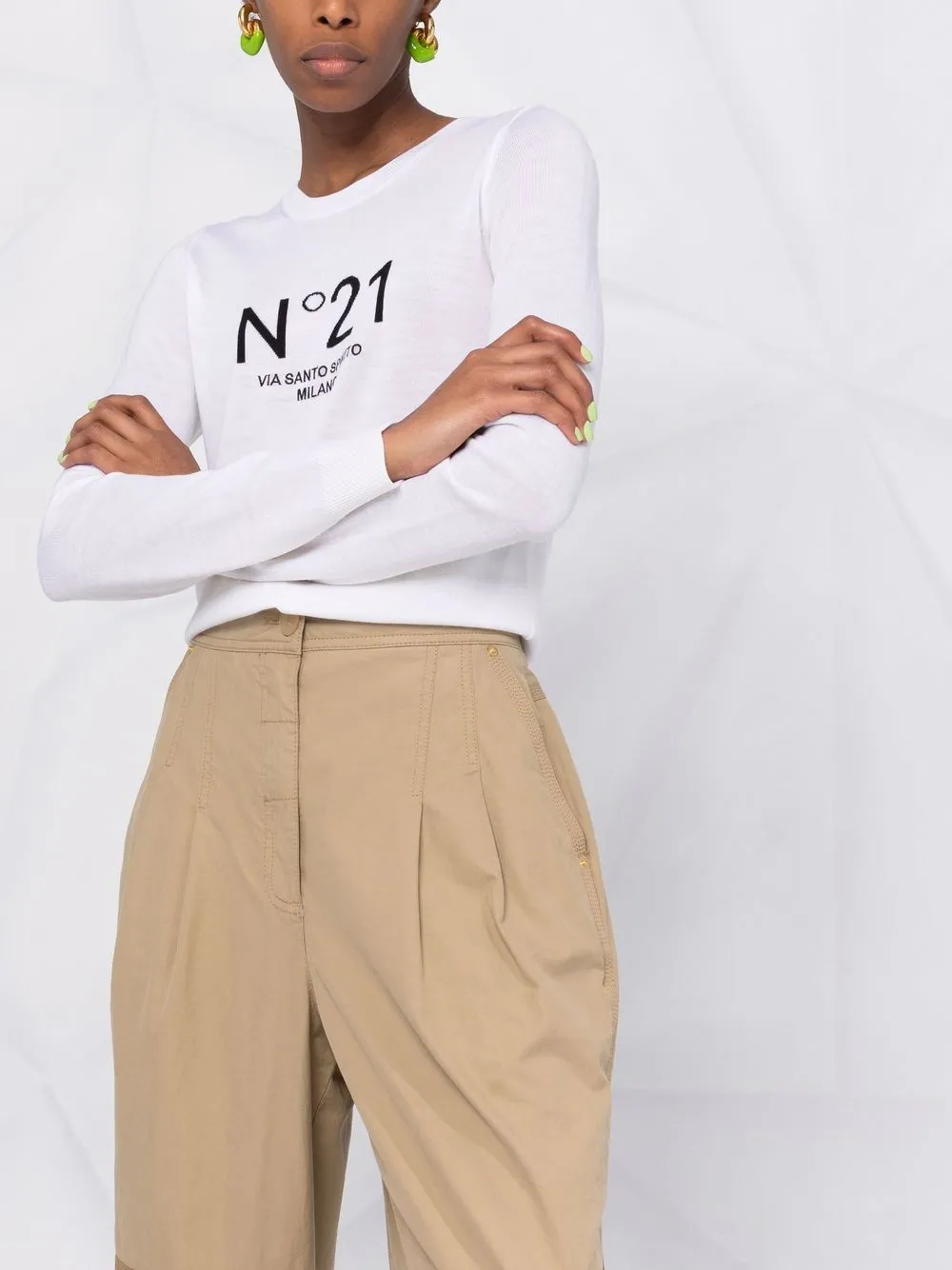 N°21 Virgin Wool Logo Jumper In 中性色