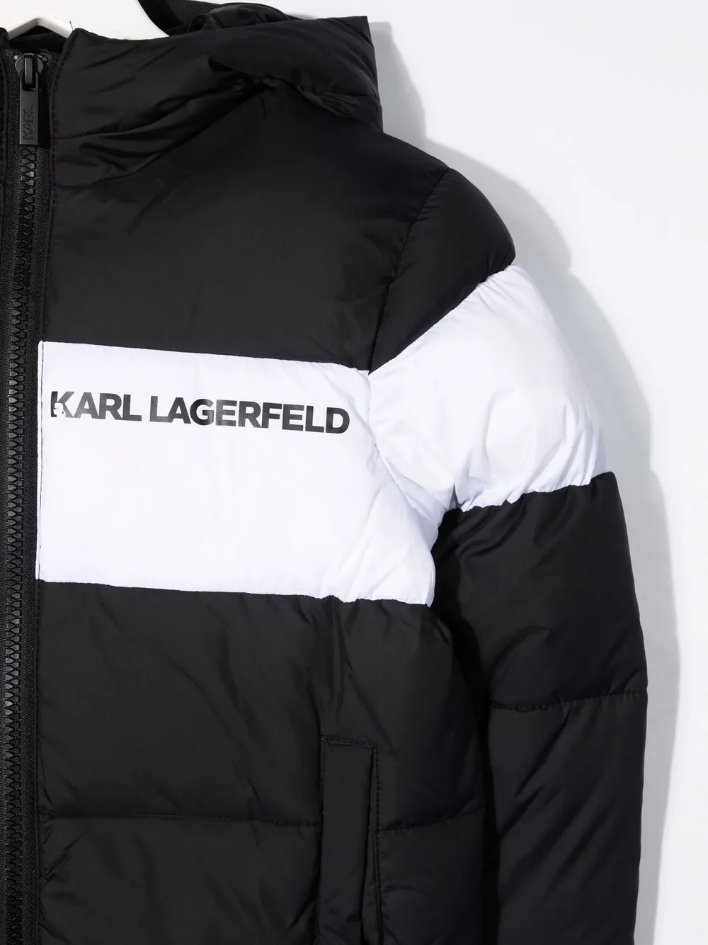 Shop Karl Lagerfeld Logo-print Padded Coat In Black