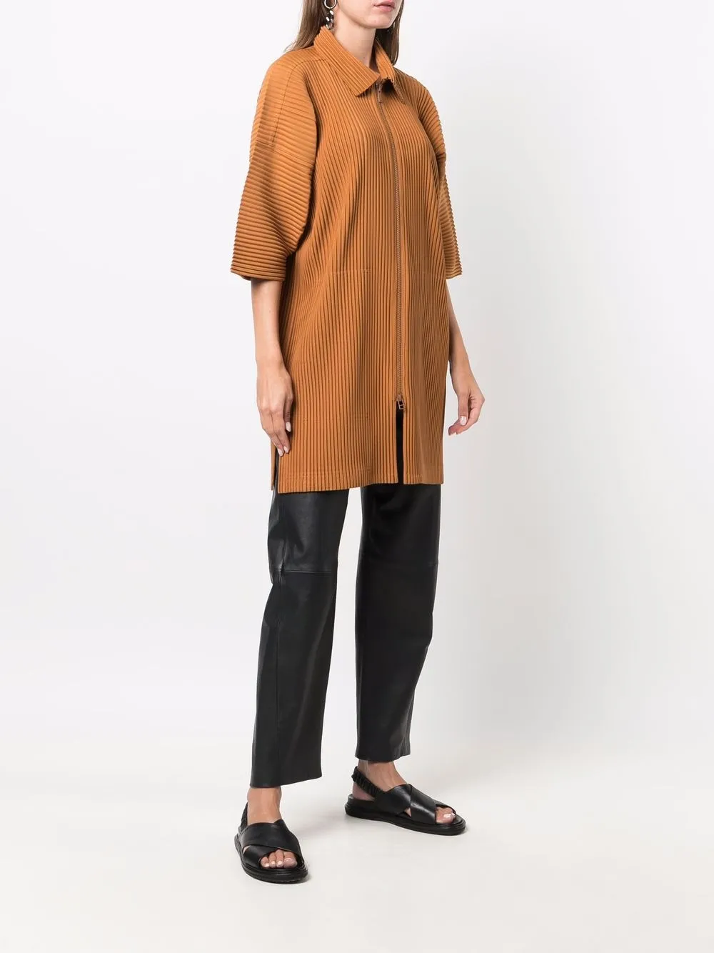 фото Pleats please issey miyake рубашка на молнии с плиссировкой