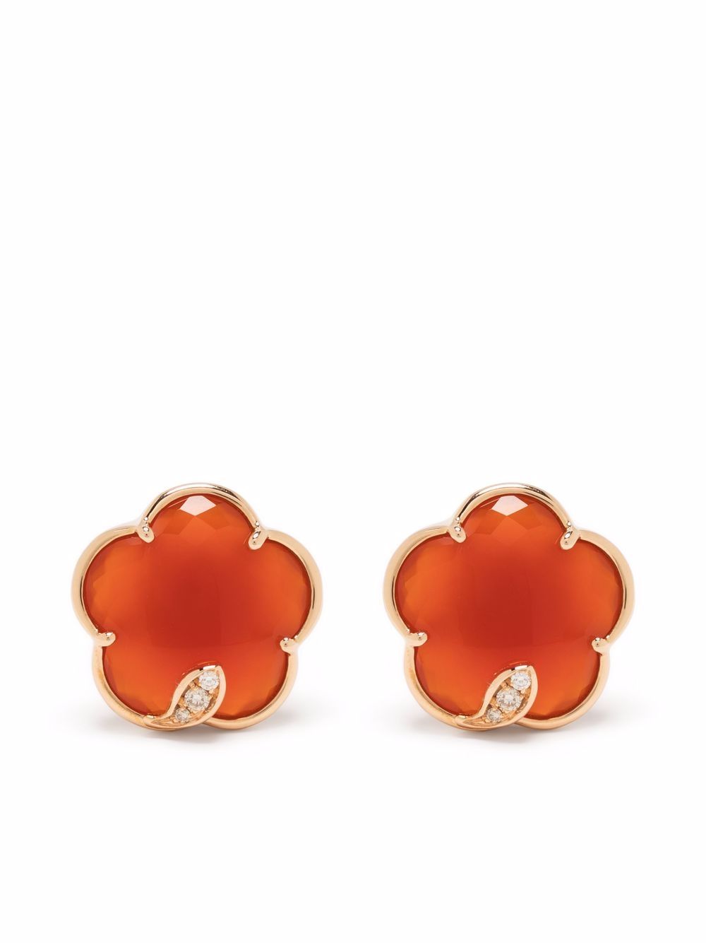 18kt rose gold Petit Joli carnelian and diamond stud earrings