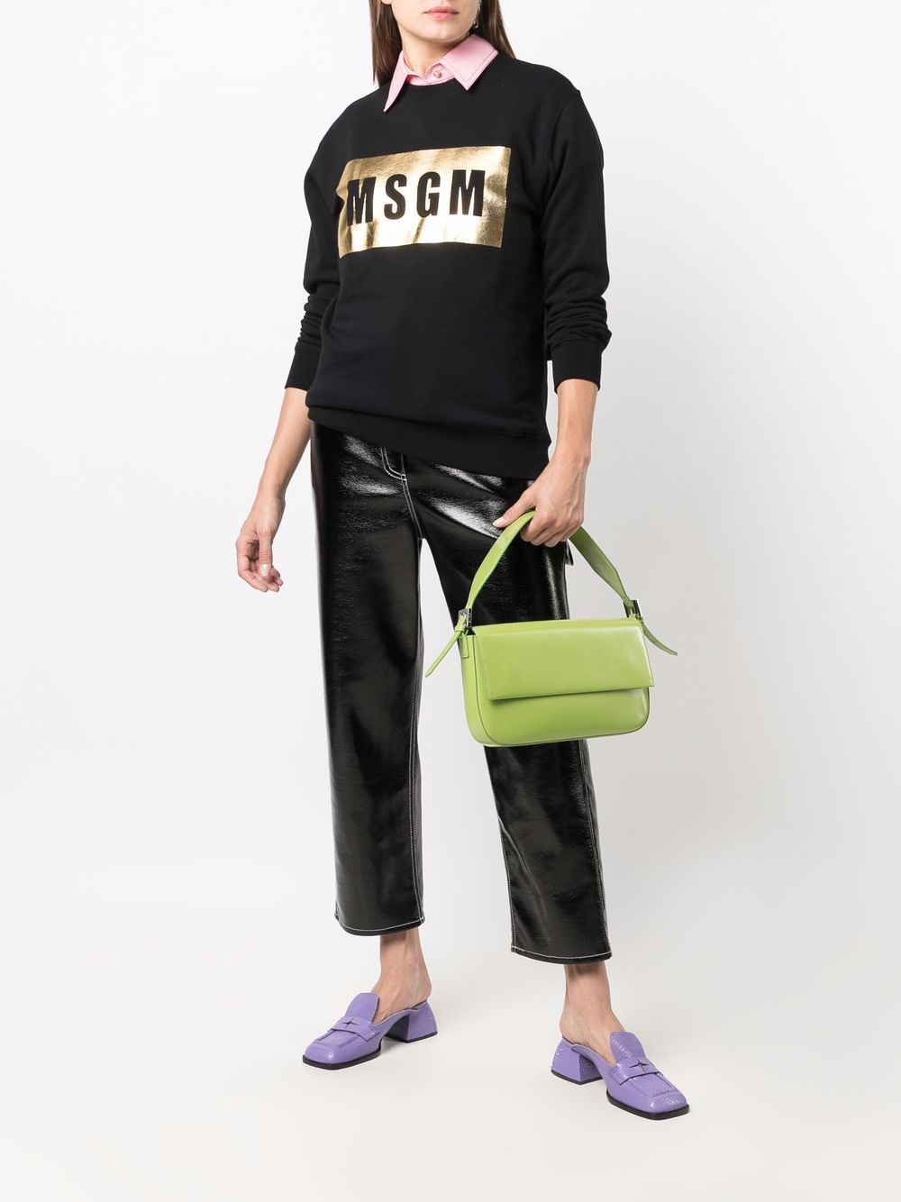 фото Msgm толстовка с логотипом и эффектом металлик