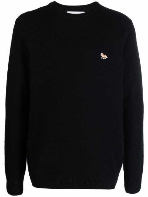 Maison Kitsune fox-applique wool jumper Men