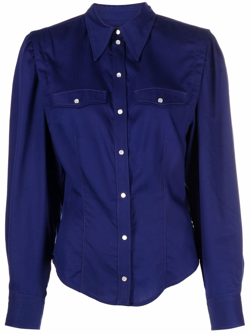 Shop Isabel Marant Fitted.waist Long Sleeve Shirt In Blau