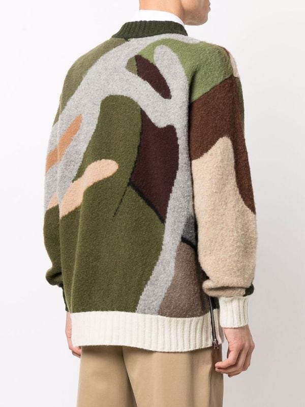 Sacai x KAWS camouflage-print Wool Jumper - Farfetch