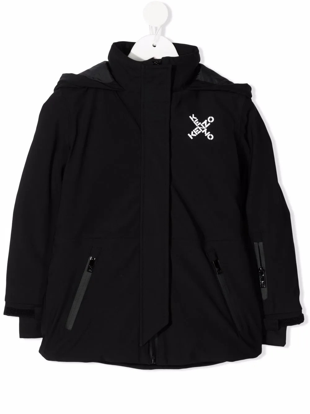 фото Kenzo kids пальто с капюшоном и логотипом