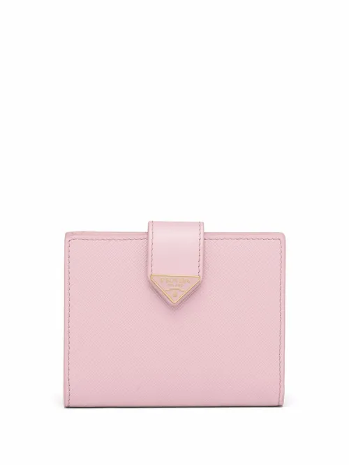 Petit portefeuille en cuir Saffiano à plaque logo - Prada - Modalova