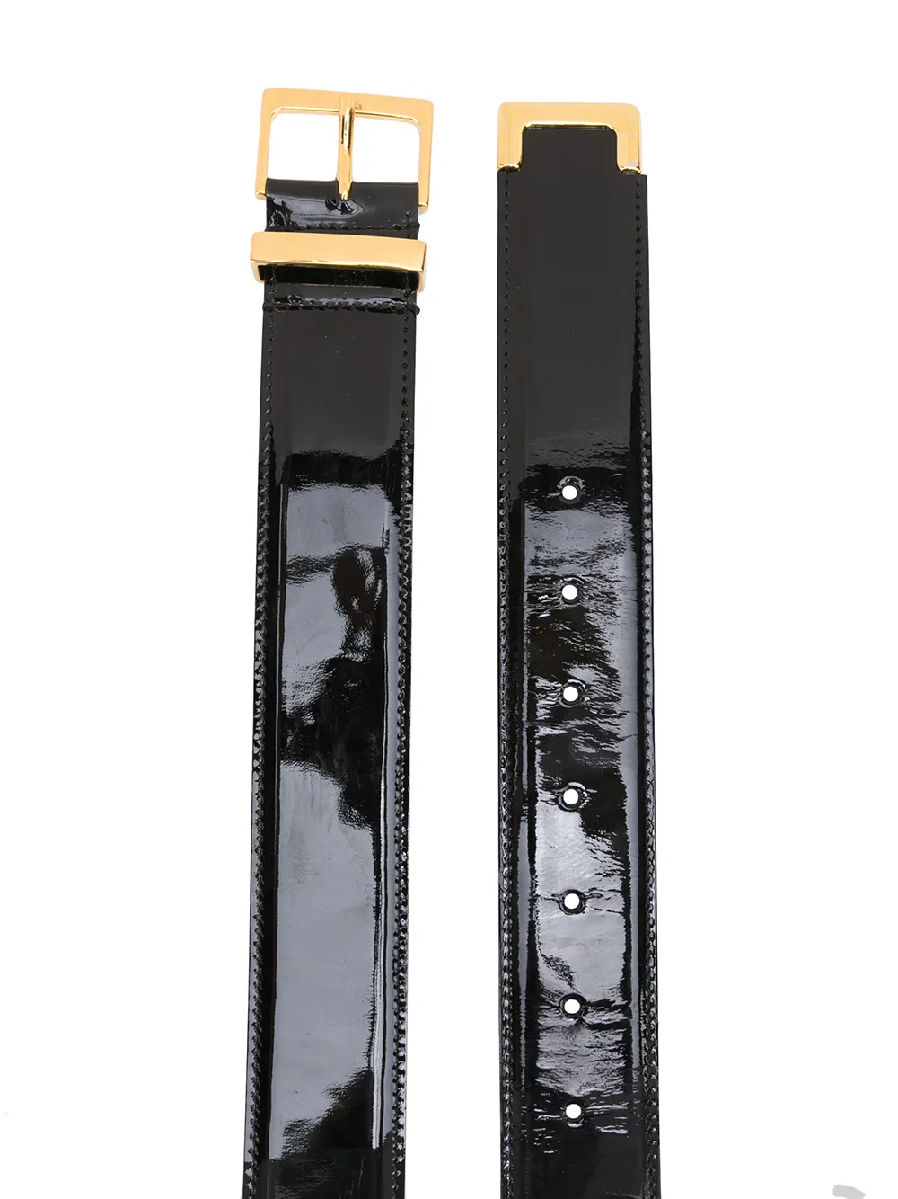 KHAITE The Robbi lakleren riem - Zwart