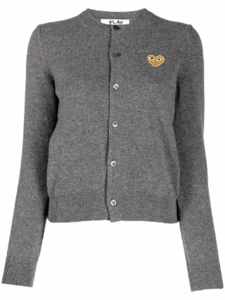 COMME des GARCONS PLAY ハート カーディガン グレー Comme Des Garçons Play ハート カーディガン | グレー | FARFETCH JP