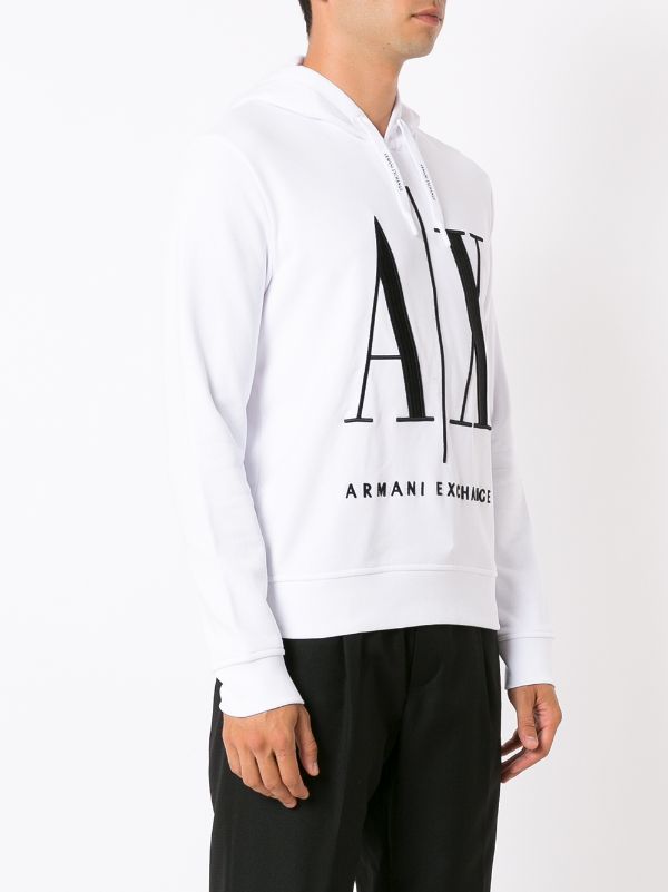 Armani Exchange AX Embroidered Logo Hoodie Farfetch