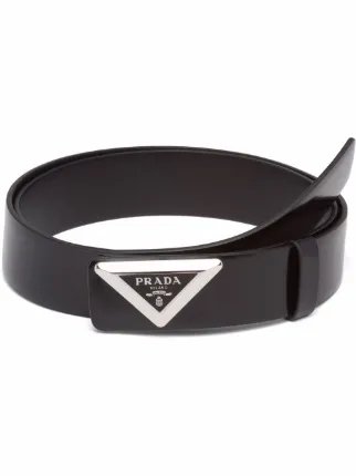★PRADA★ Triangle Logo Leather Belt Black 1CC5458NQF0632 1C MUSINSA | PRADA Triangle Logo Leather Belt - Black