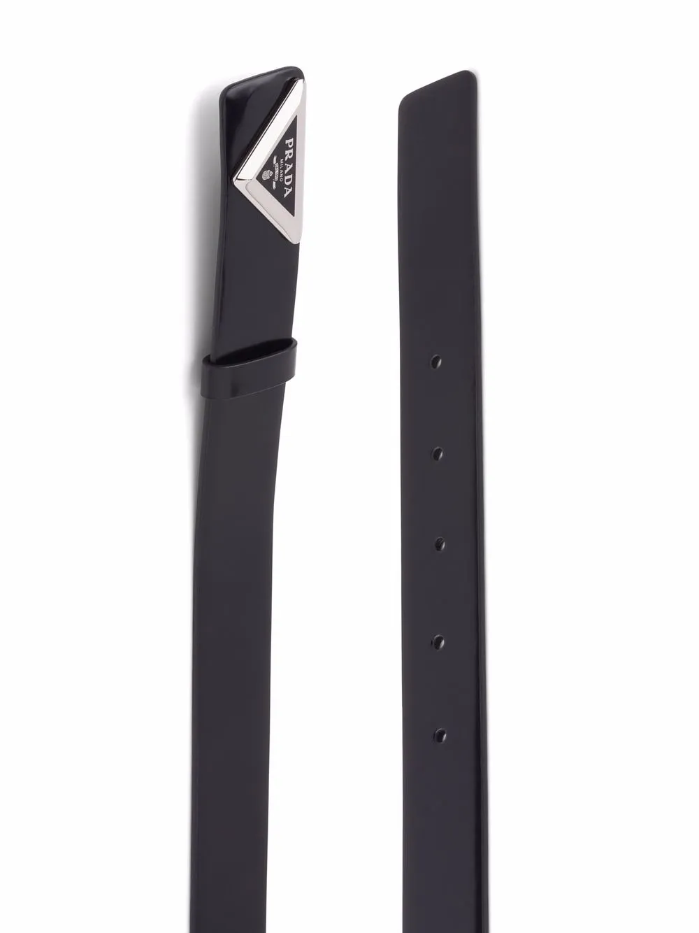 Shop Prada Triangle-logo Leather Belt In Black