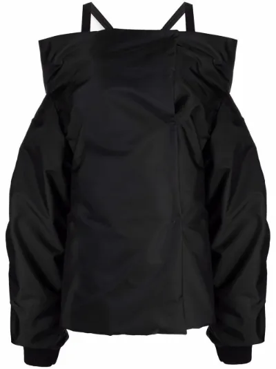 off-shoulder padded Re-Nylon jacket 