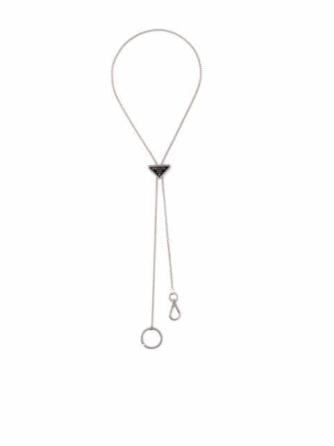 Prada triangle logo necklace keychain