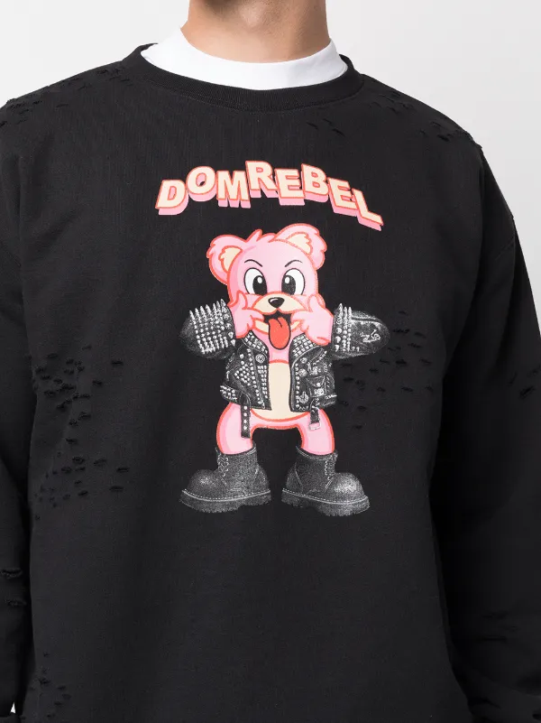 DOMREBEL Punk Bear Crewneck Sweatshirt Black FARFETCH IN