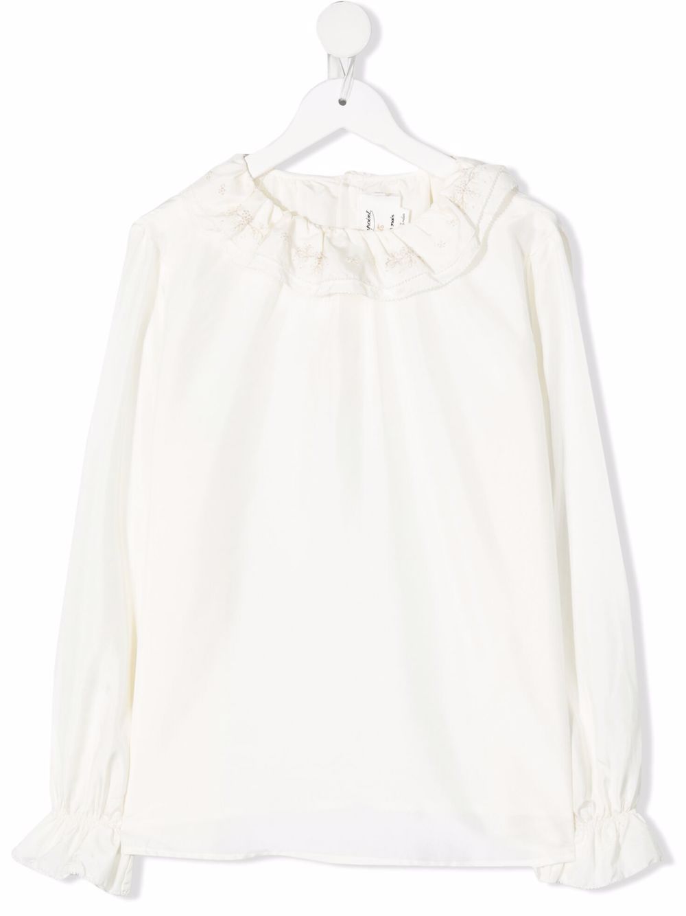 

Bonpoint TEEN Jaya ruffled-neck silk blouse - Neutrals