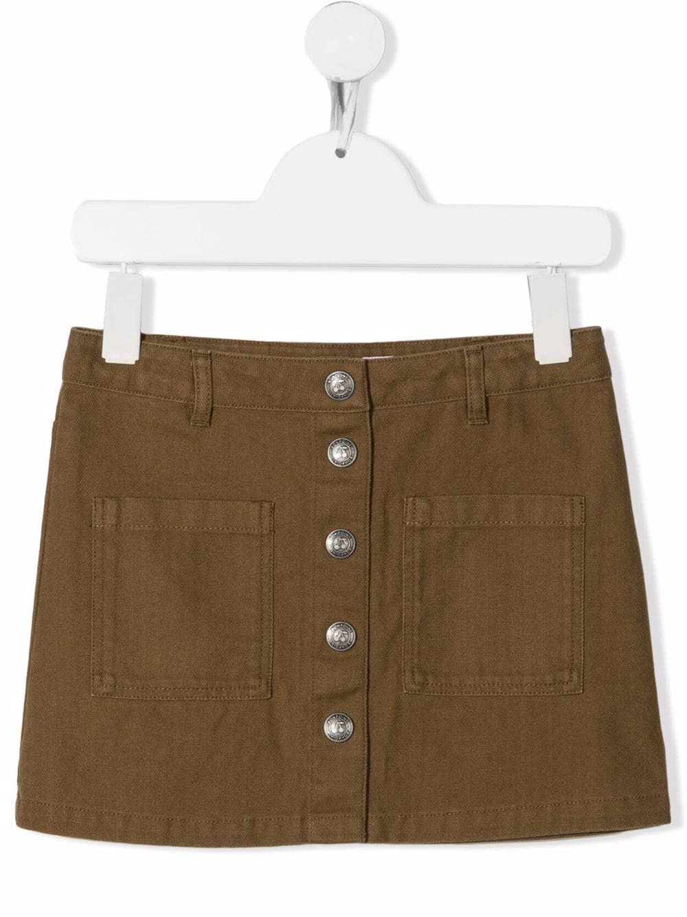 Image 1 of Bonpoint logo-patch denim mini skirt