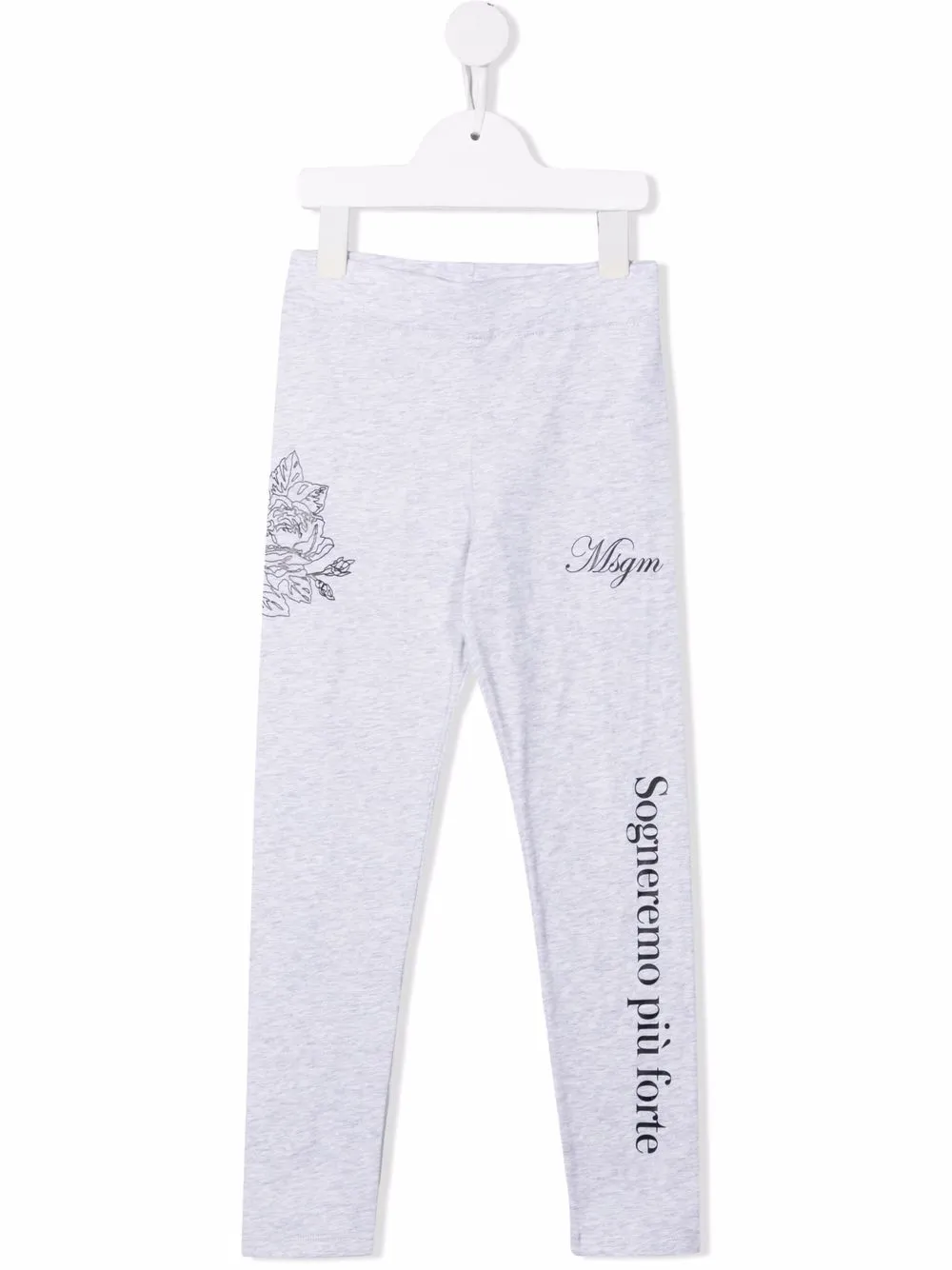 

MSGM Kids leggins con eslogan estampado - Gris