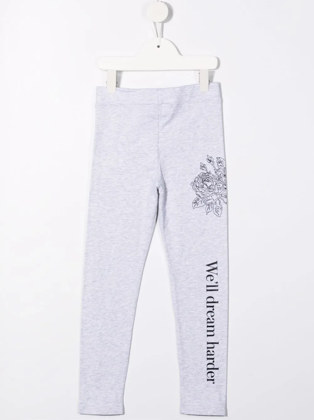 Msgm Slogan-print Stretch-cotton Leggings In Grey