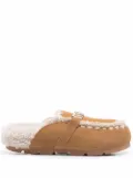 Mou logo-plaque shearling mules - Brown