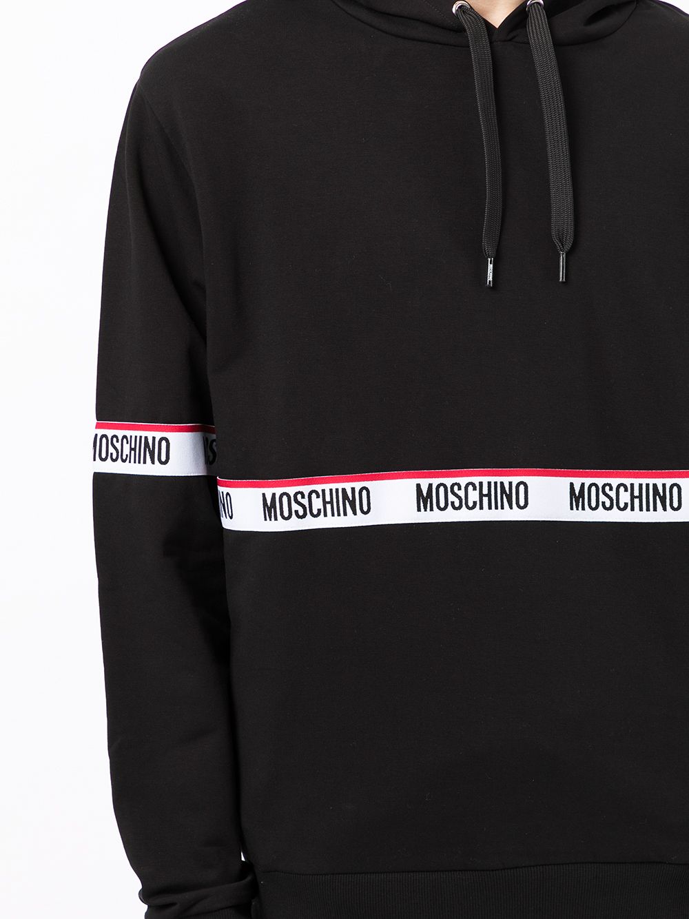 Moschino logo tape Cotton Hoodie Farfetch