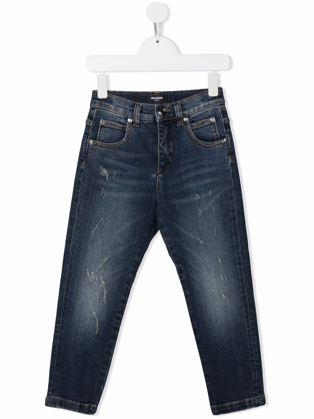 

Balmain Kids jeans slim con tiro medio - Azul