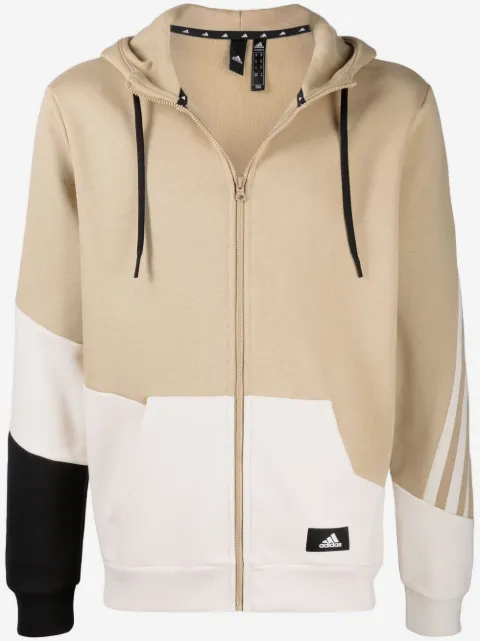 adidas three-stripe panelled zip hoodie
