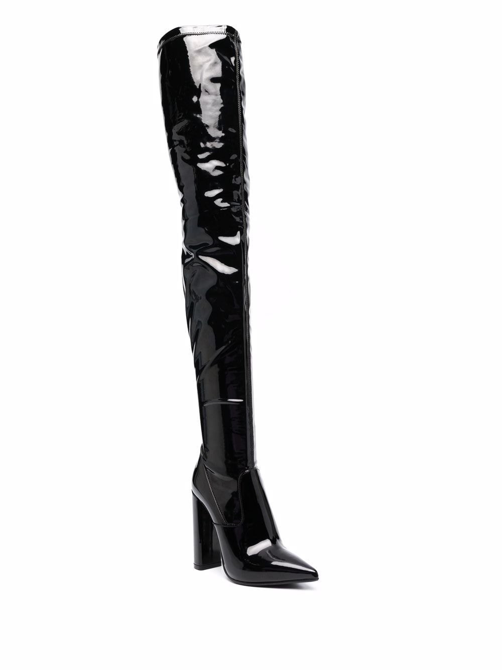 Shop Le Silla Megan Thigh-high Leather Boots In Black