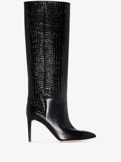 Paris Texas bottes en cuir verni à effet peau de crocodile