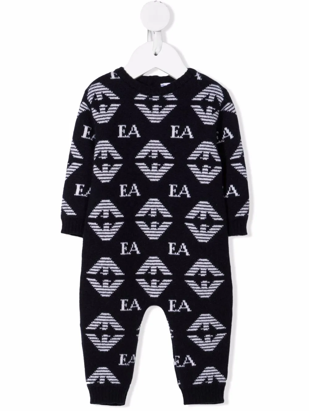 Emporio Armani Kids pijama con monograma en intarsia - Azul
