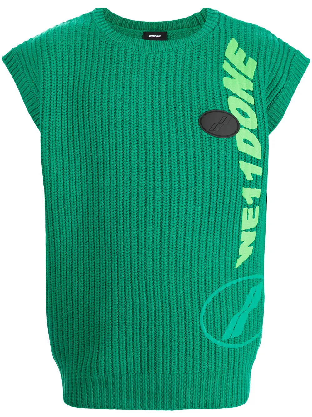 

We11done ribbed logo-knit sleeveless vest - Green