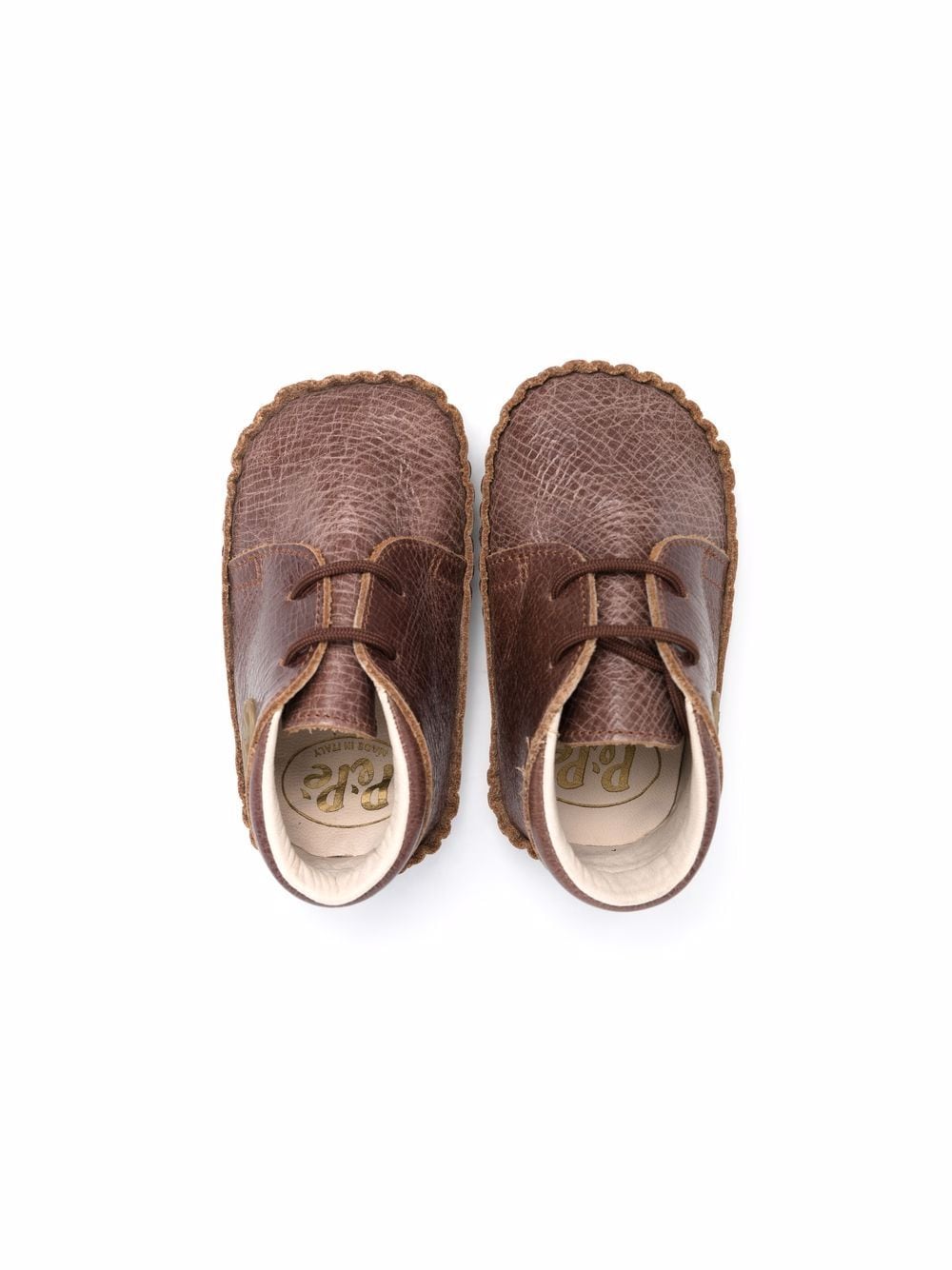 Shop Pèpè Leather Crib Shoes In Brown