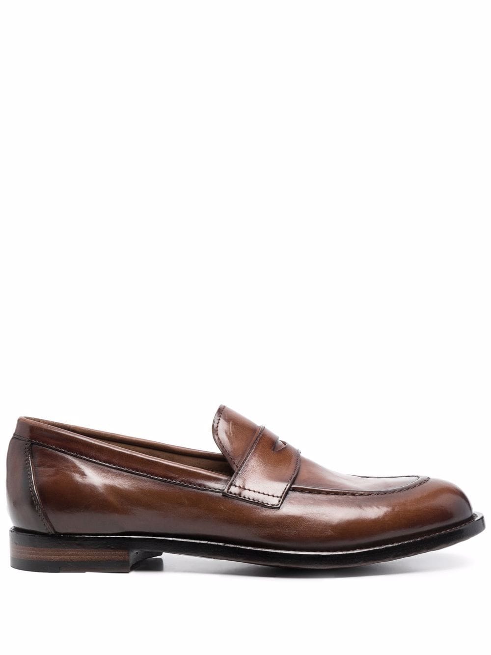 round-toe leather loafers