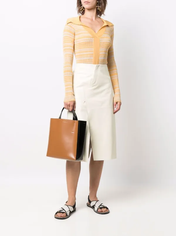 Two tone leather tote bag sale