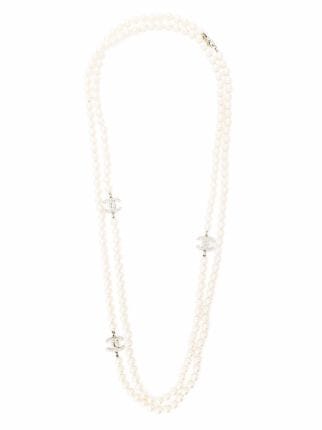 CHANEL Pre-Owned 2009 CC pearl-embellished Long Necklace - Farfetch