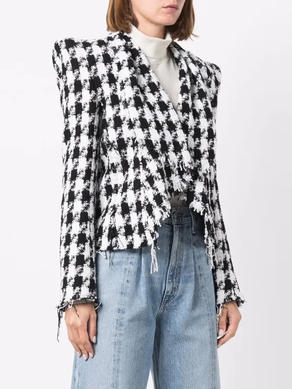 Balmain Houndstooth Tweed Jacket - Black