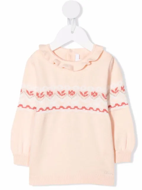 Chloé Kids كنزة بحياكة إنتارسيا متعددة الألوان