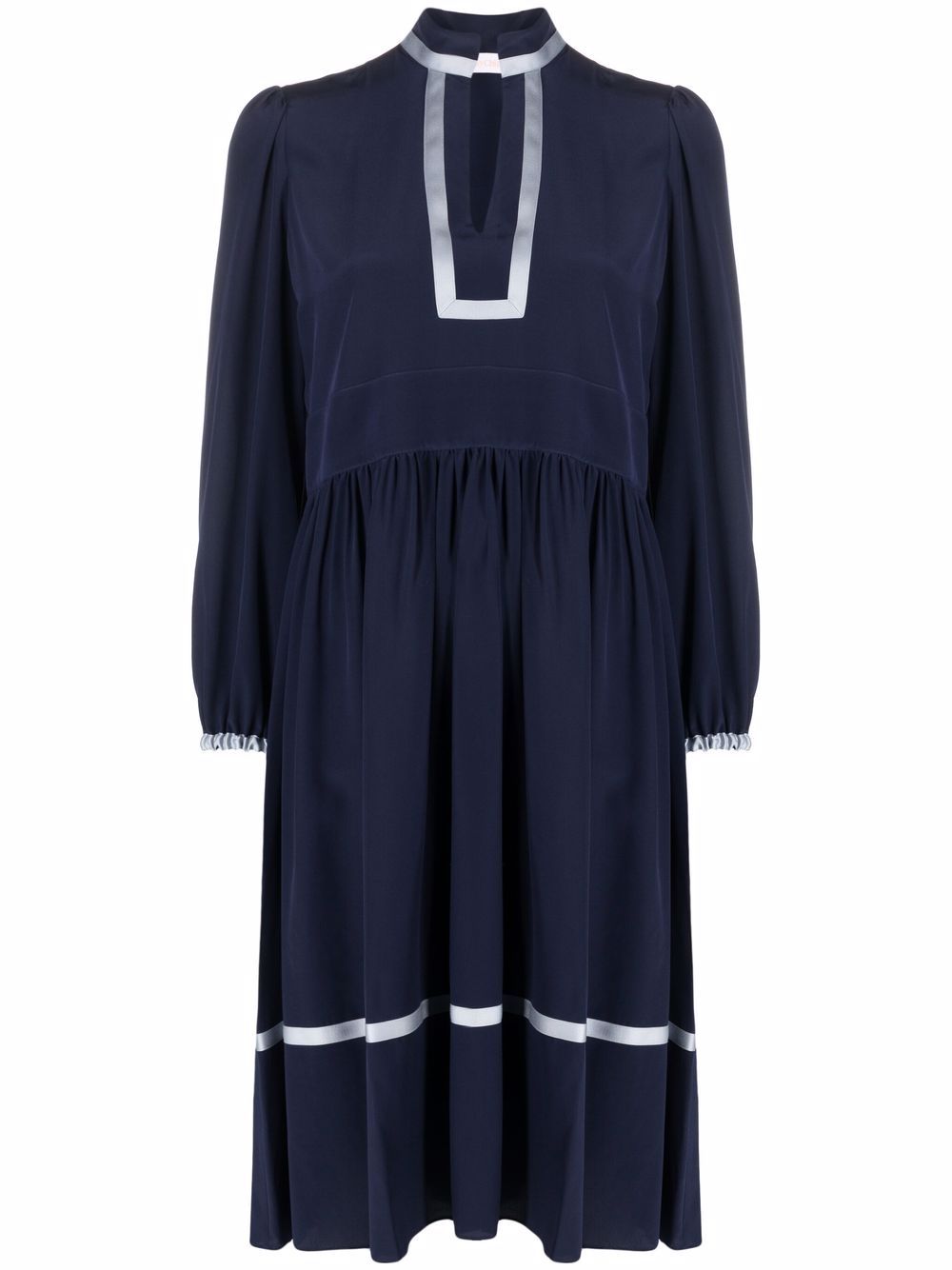 See by Chloé contrast-trim V-neck midi-dress - Blue