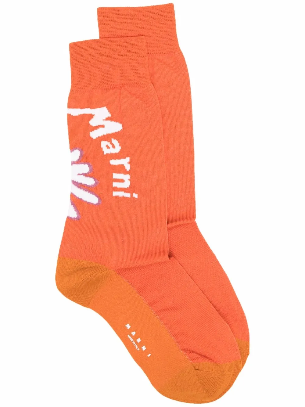 

Marni floral logo-intarsia socks - Orange