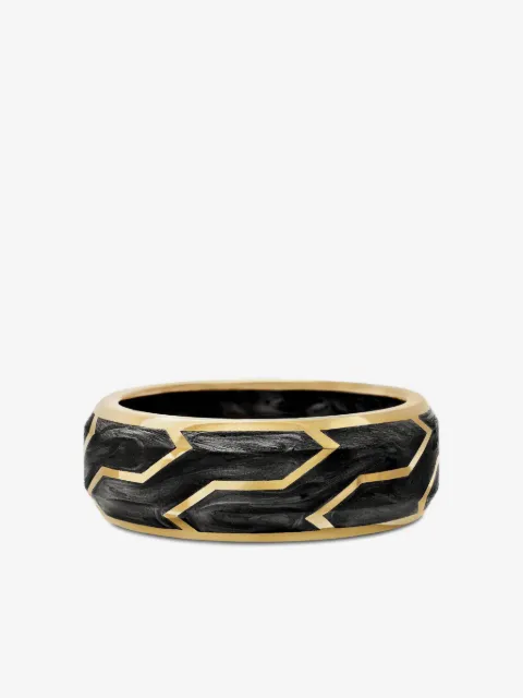 David Yurman 18kt yellow gold Forged Carbon band ring (8.5mm)