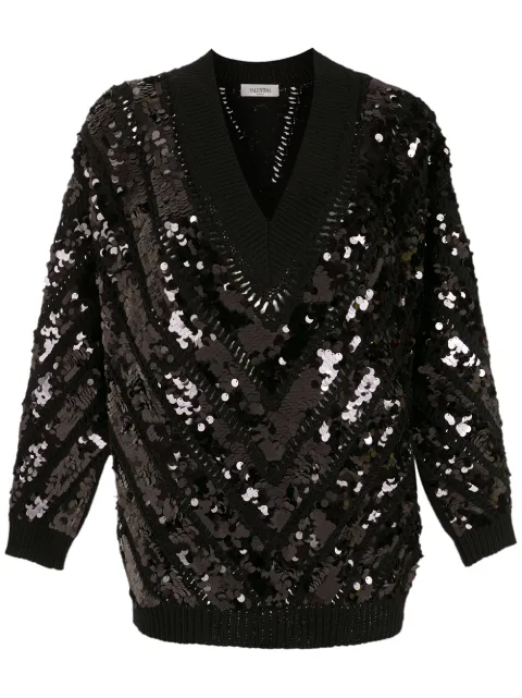 Valentino Garavani sequin-embellished V-neck jumper