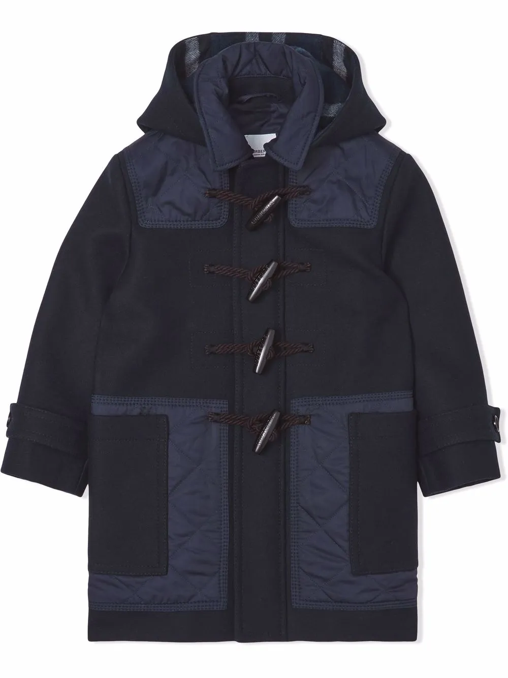 

Burberry Kids diamond quilted-panel duffle coat - Blue