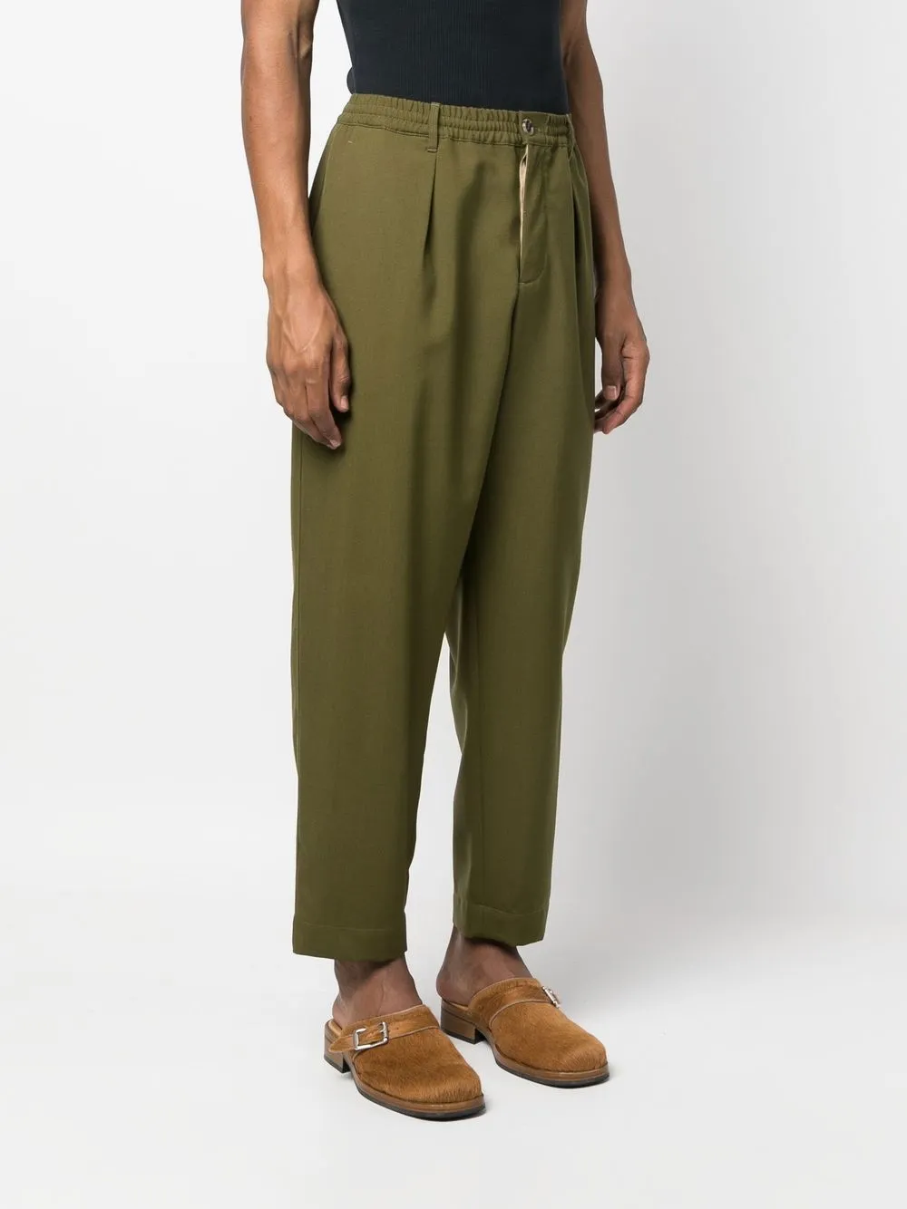 Marni Cropped Elasticated Trousers In Green