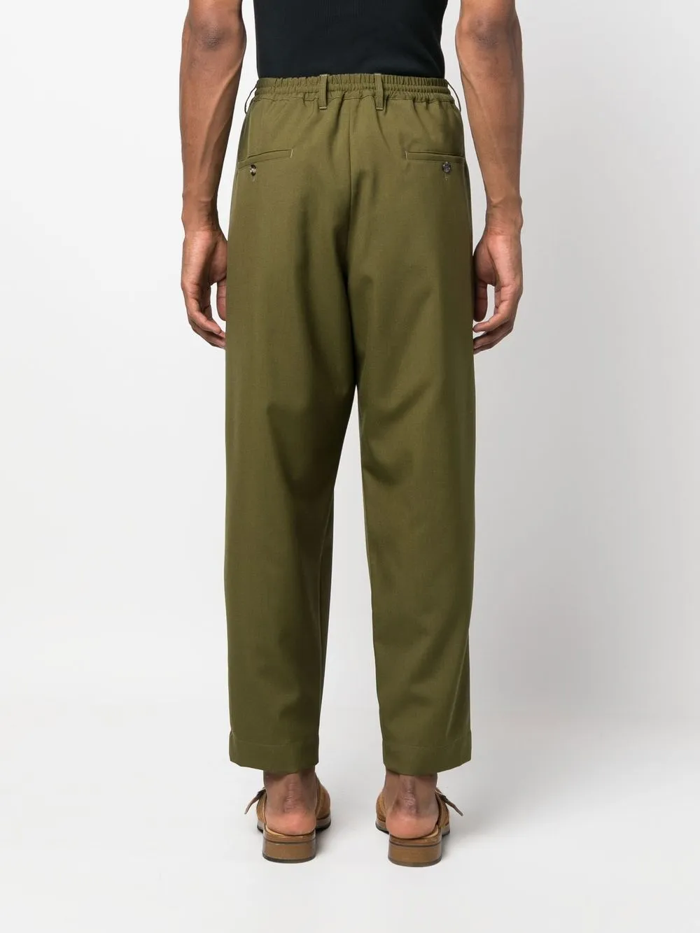 Marni Cropped Elasticated Trousers In Green