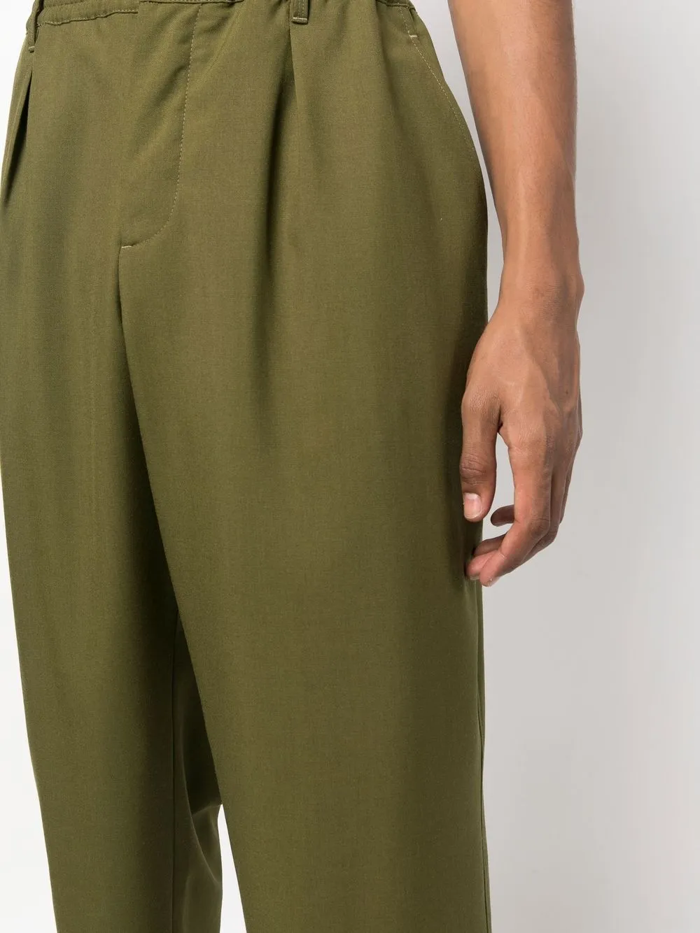 Marni Cropped Elasticated Trousers In Green