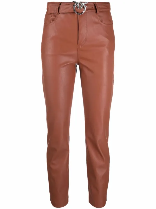 cropped faux leather trousers