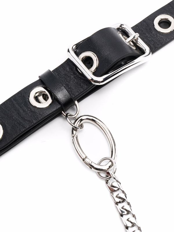 leather belt with chain detail